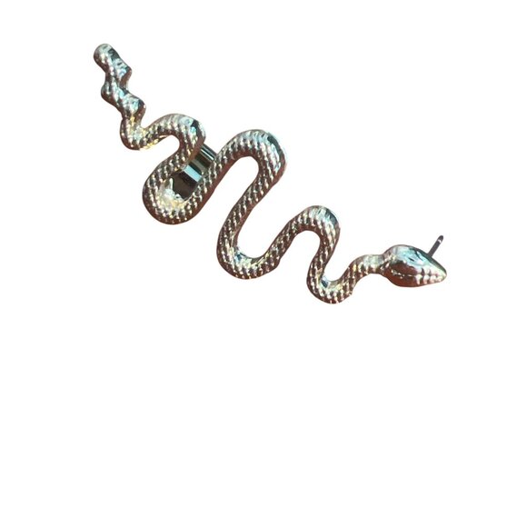 Gold Tone Snake Serpant Ear Cuff Earring Climber Pierced Gothic Animal 1.75" - Picture 1 of 4